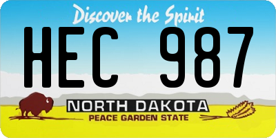 ND license plate HEC987