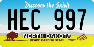 ND license plate HEC997
