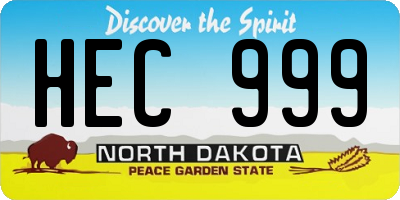 ND license plate HEC999