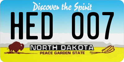ND license plate HED007