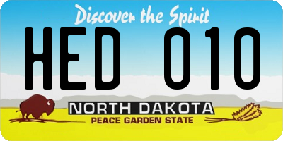 ND license plate HED010