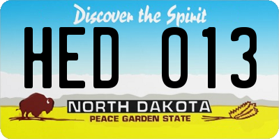 ND license plate HED013