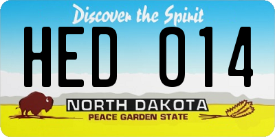 ND license plate HED014