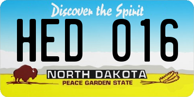 ND license plate HED016