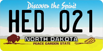 ND license plate HED021