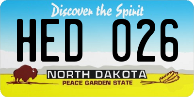 ND license plate HED026