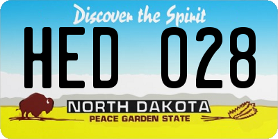 ND license plate HED028