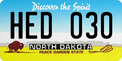 ND license plate HED030