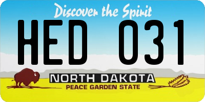 ND license plate HED031