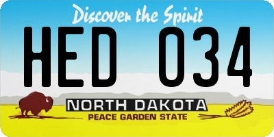 ND license plate HED034