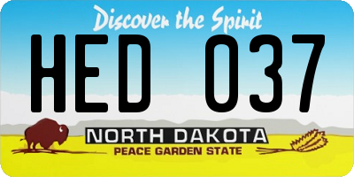 ND license plate HED037