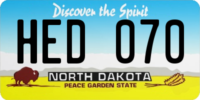 ND license plate HED070