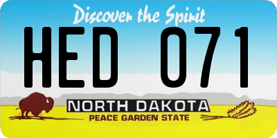 ND license plate HED071