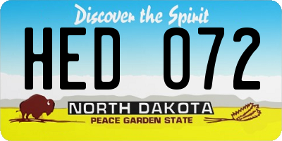 ND license plate HED072