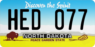 ND license plate HED077