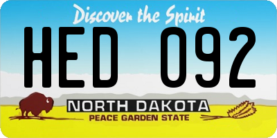 ND license plate HED092