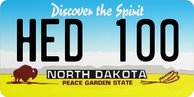 ND license plate HED100