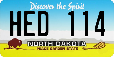 ND license plate HED114