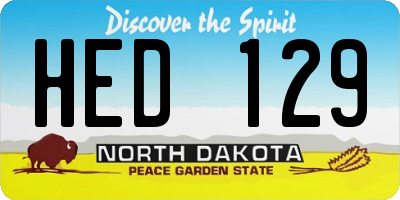 ND license plate HED129
