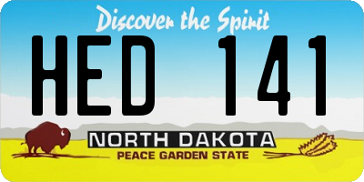 ND license plate HED141