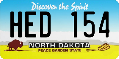ND license plate HED154