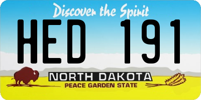 ND license plate HED191
