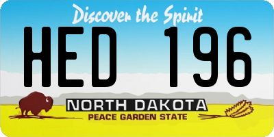 ND license plate HED196
