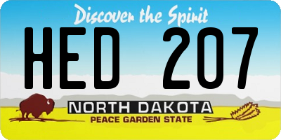 ND license plate HED207