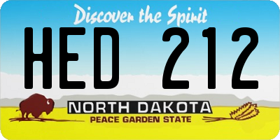 ND license plate HED212