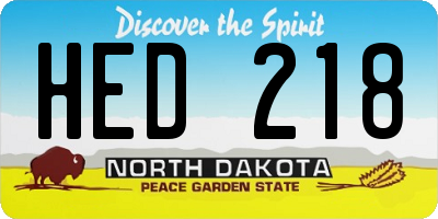 ND license plate HED218