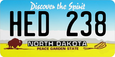 ND license plate HED238