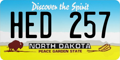 ND license plate HED257