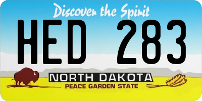 ND license plate HED283