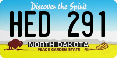 ND license plate HED291