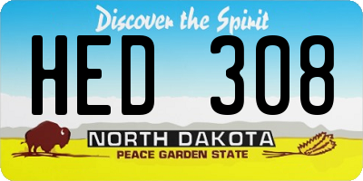 ND license plate HED308