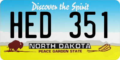 ND license plate HED351