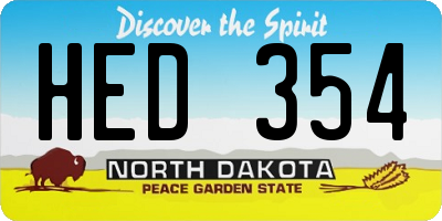 ND license plate HED354