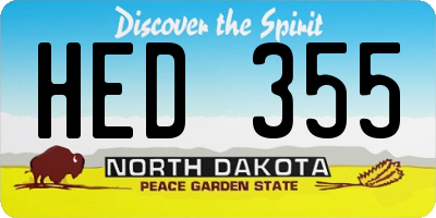 ND license plate HED355