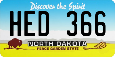 ND license plate HED366