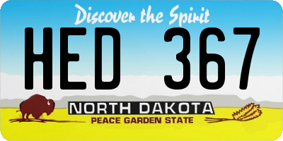 ND license plate HED367