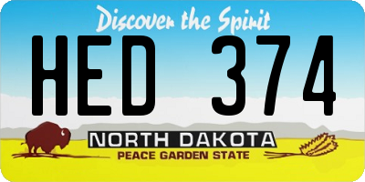ND license plate HED374