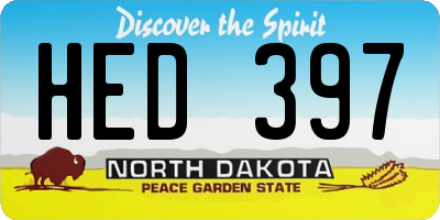 ND license plate HED397