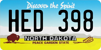 ND license plate HED398