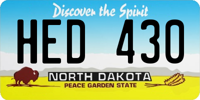 ND license plate HED430