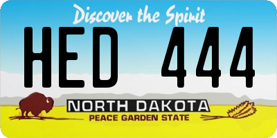 ND license plate HED444
