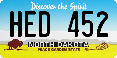 ND license plate HED452