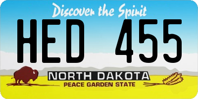 ND license plate HED455