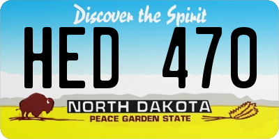 ND license plate HED470