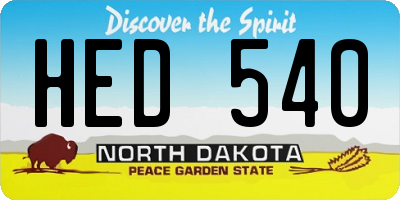 ND license plate HED540