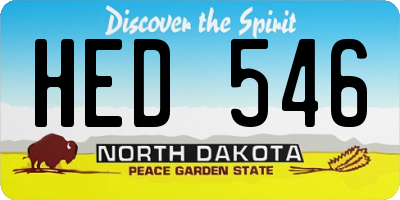 ND license plate HED546
